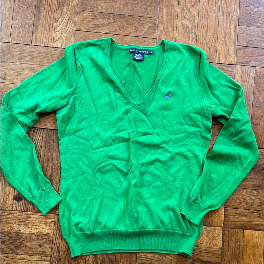 Ralph Lauren Green V-Neck Sweater for Women